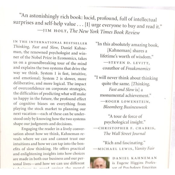 Thinking, Fast and Slow by Daniel Kahneman - Nobel Prize Winner - Paperback - Picture 2 of 3